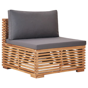 Divano Centrale da Giardino con Cuscino Grigio Massello di Teak 49377