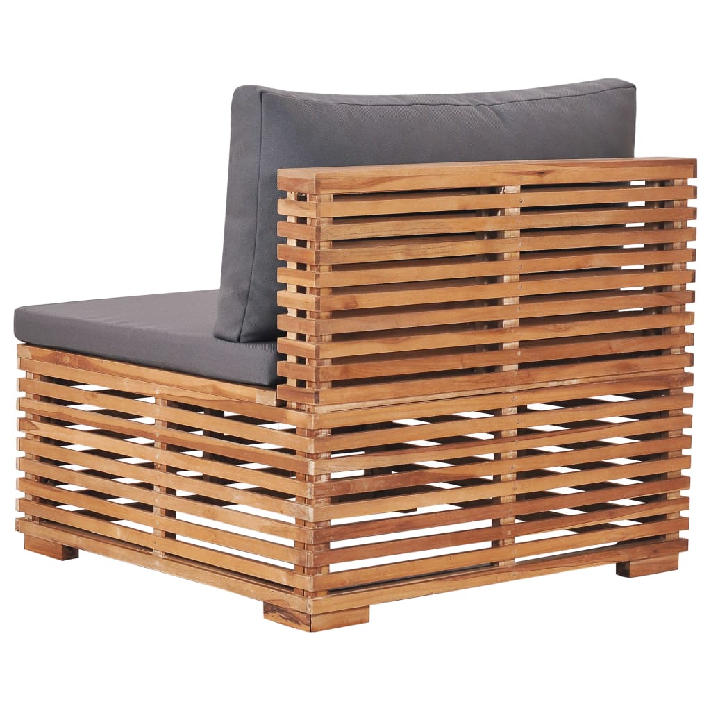 Divano Centrale da Giardino con Cuscino Grigio Massello di Teak 49377