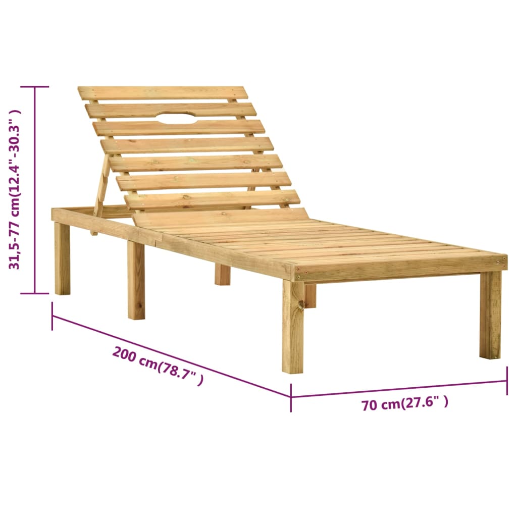 Lettino Prendisole in Legno di Pino Impregnato cod mxl 14042