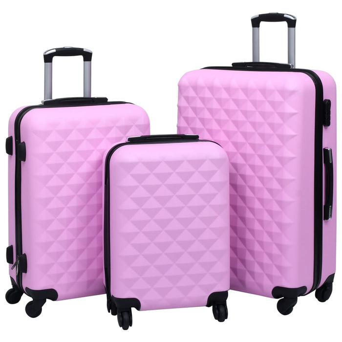 Set Valigie Trolley a Custodia Rigida 3 pz Rosa in ABS