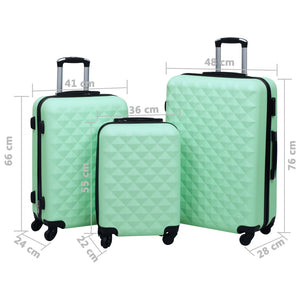 Set Valigie Trolley a Custodia Rigida 3 pz Menta in ABS cod mxl 54170