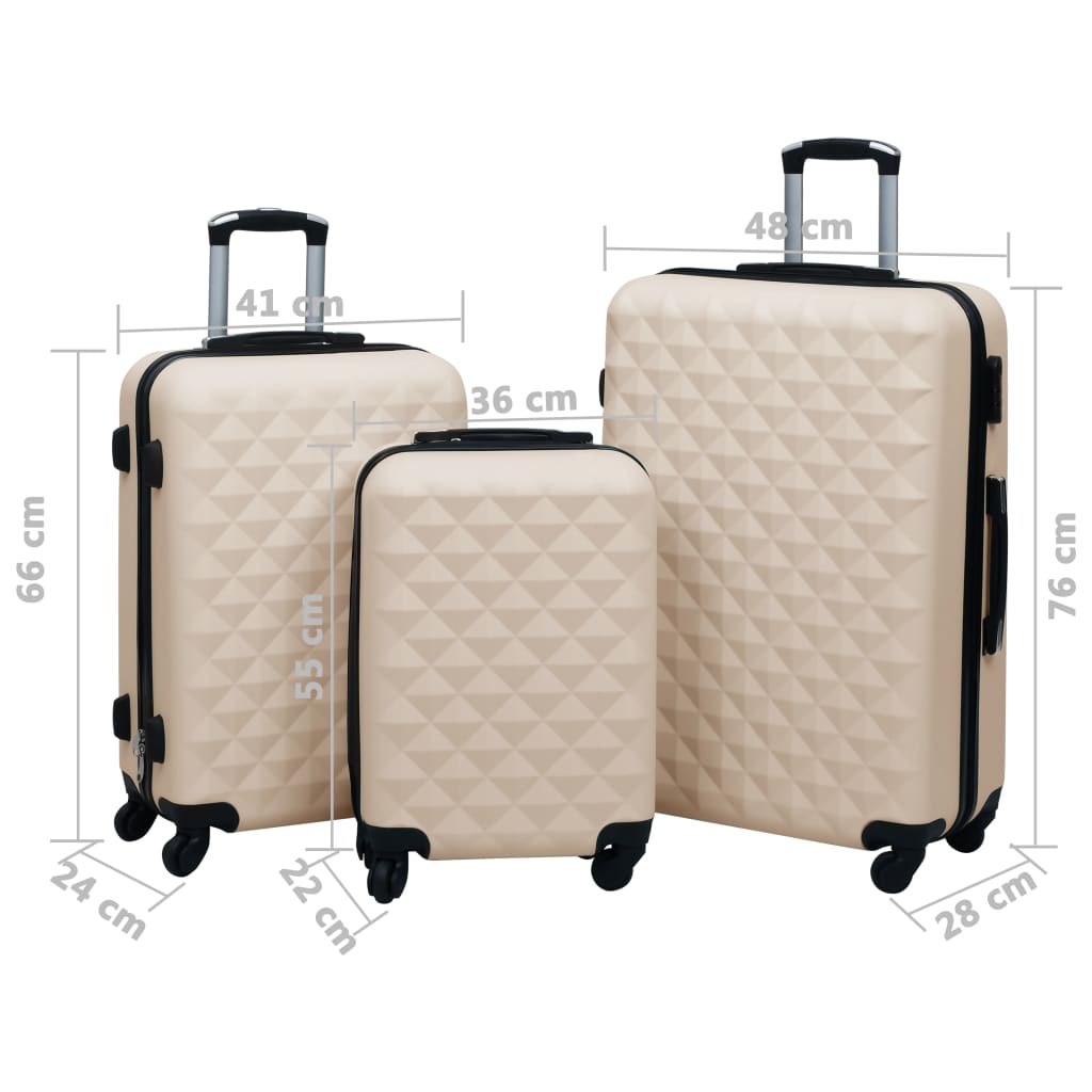 Set Valigie Trolley a Custodia Rigida 3 pz Oro in ABS cod mxl 44723