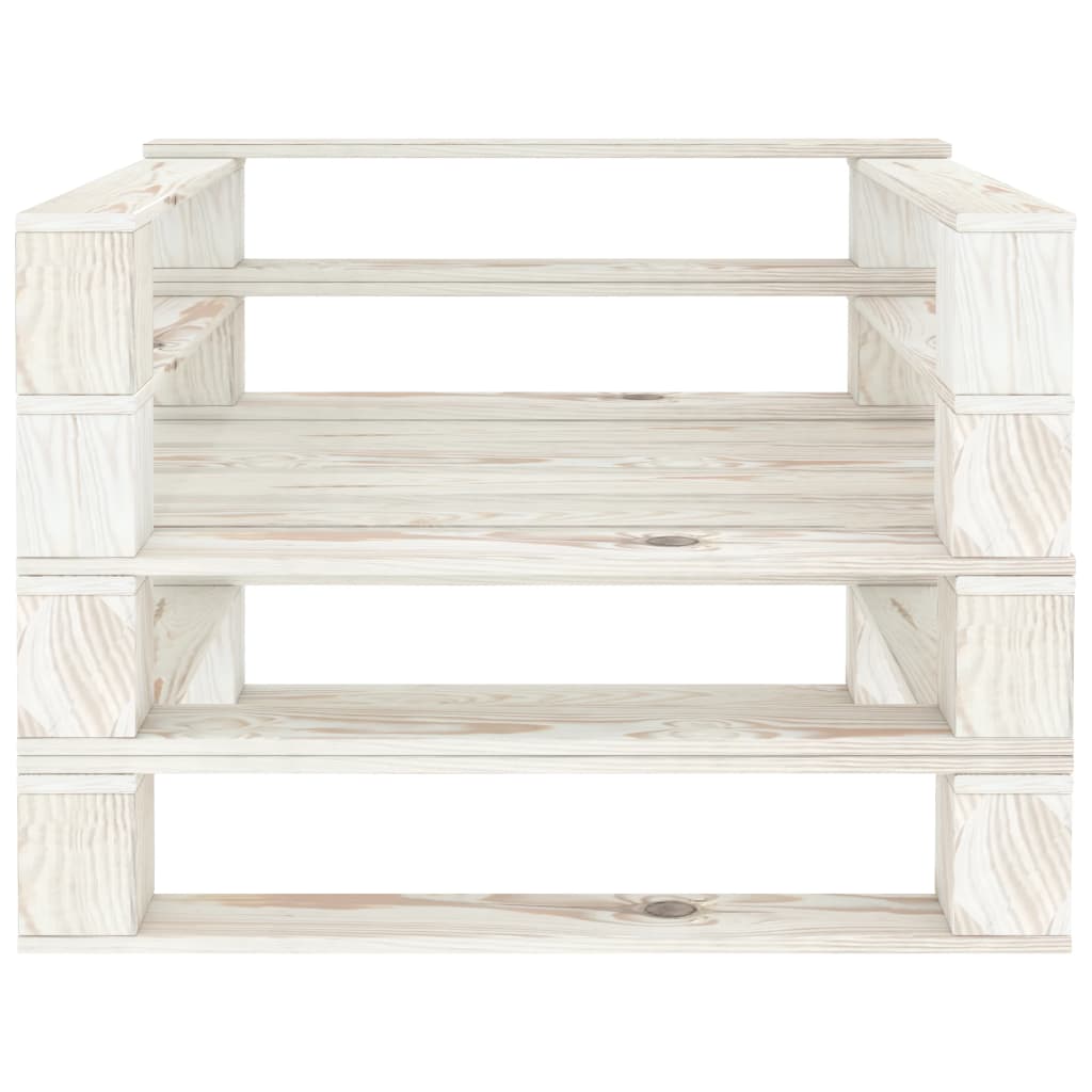 Poltrona da Giardino su Pallet in Legno Bianco 49332