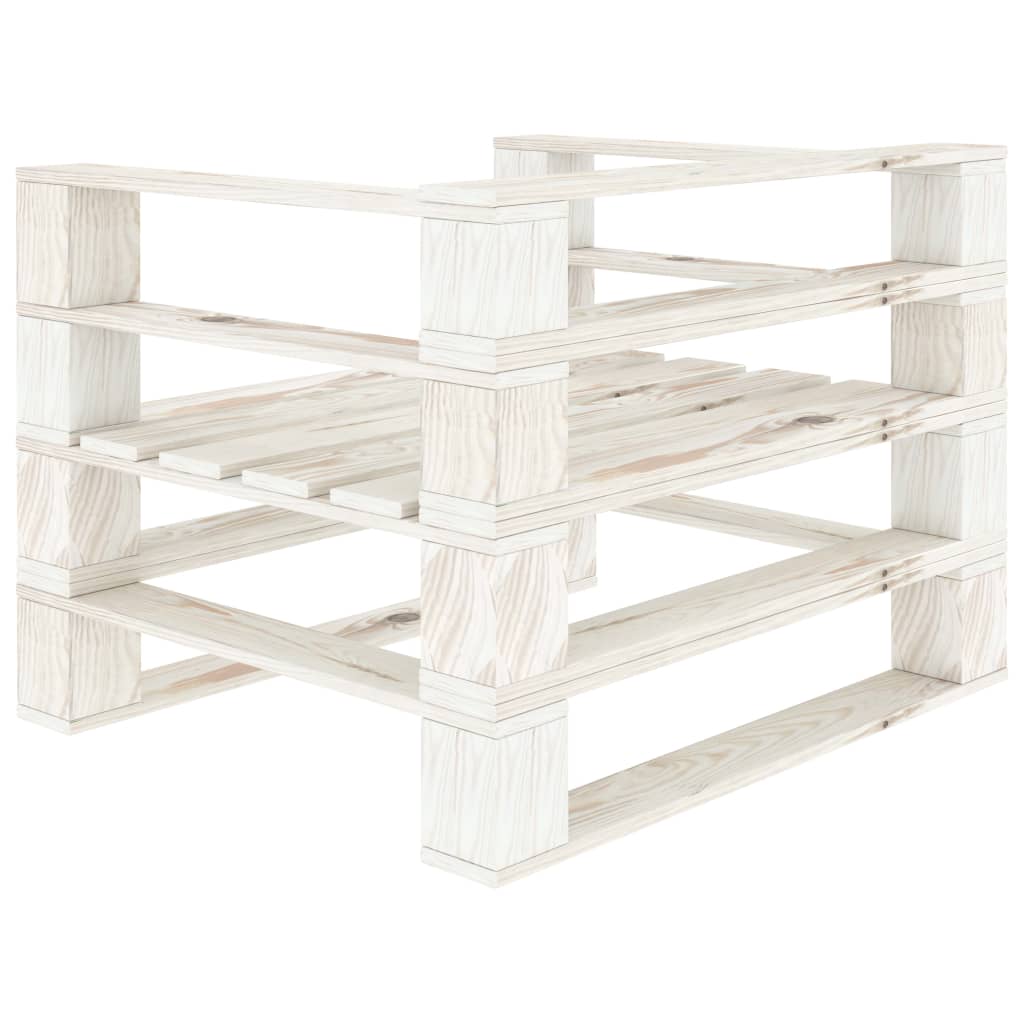 Poltrona da Giardino su Pallet in Legno Bianco 49332