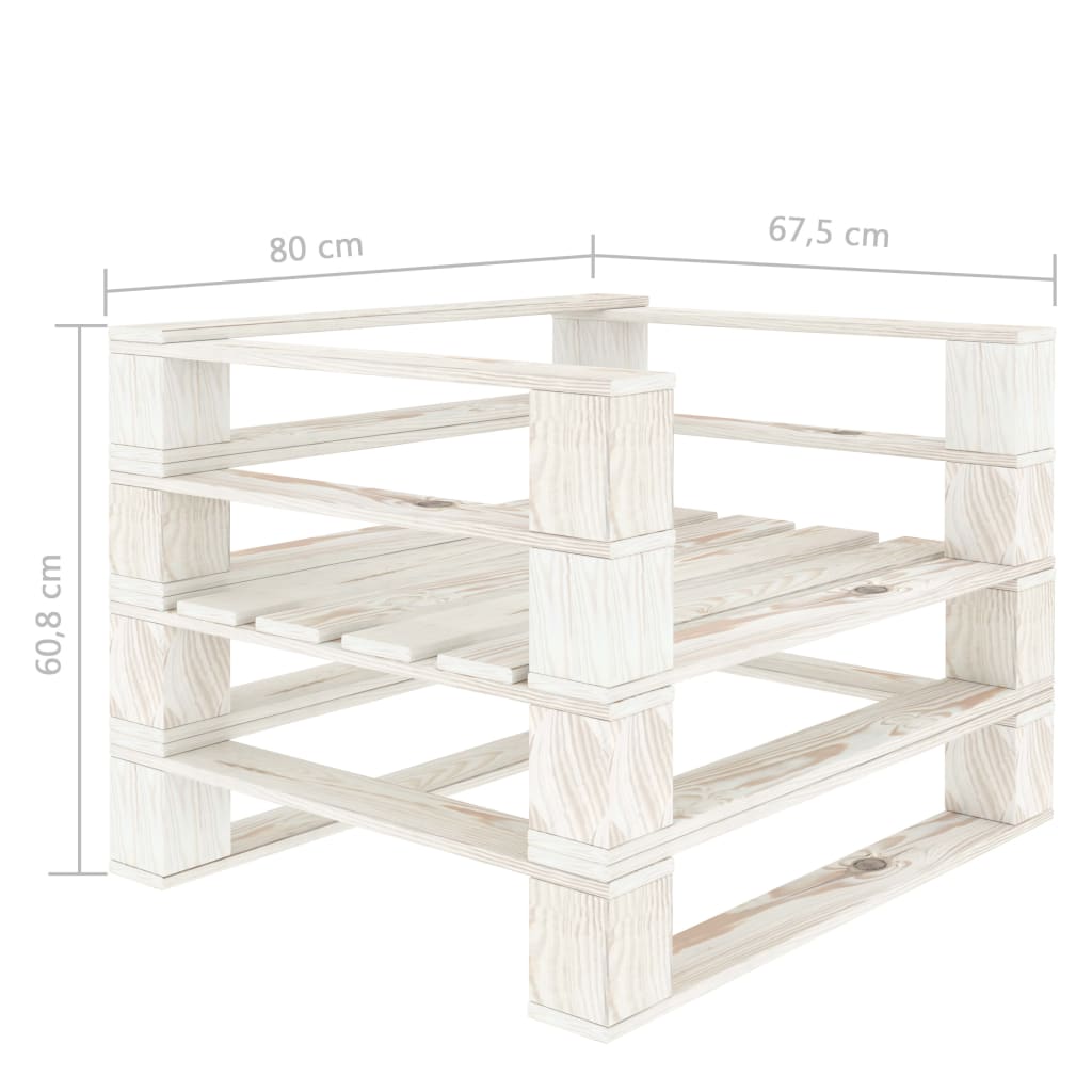 Poltrona da Giardino su Pallet in Legno Bianco 49332