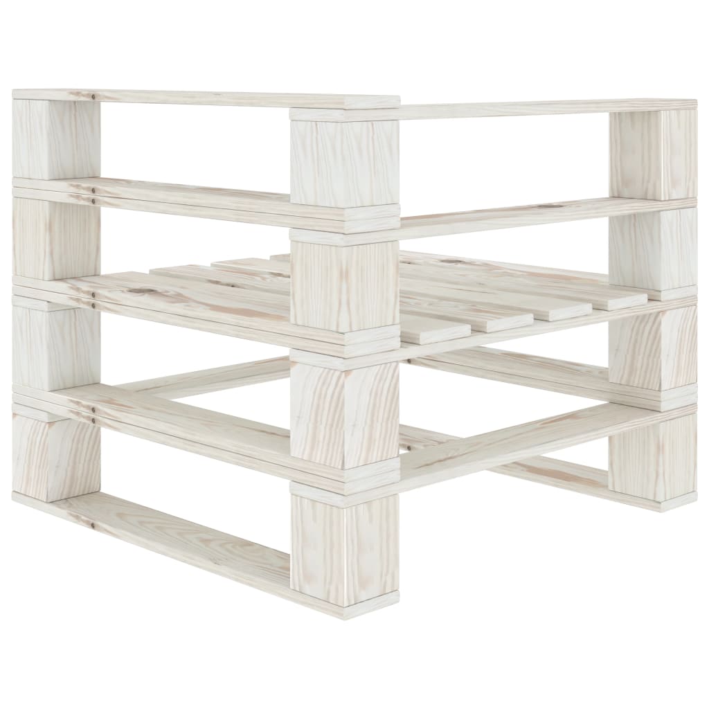 Divano Angolare da Giardino su Pallet in Legno Bianco 49333