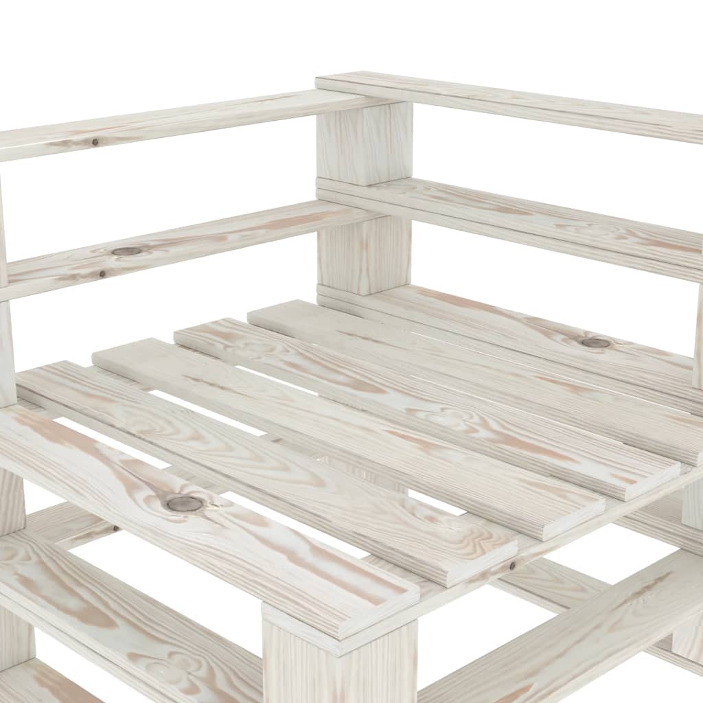 Divano Angolare da Giardino su Pallet in Legno Bianco 49333