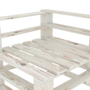 Divano Angolare da Giardino su Pallet in Legno Bianco 49333