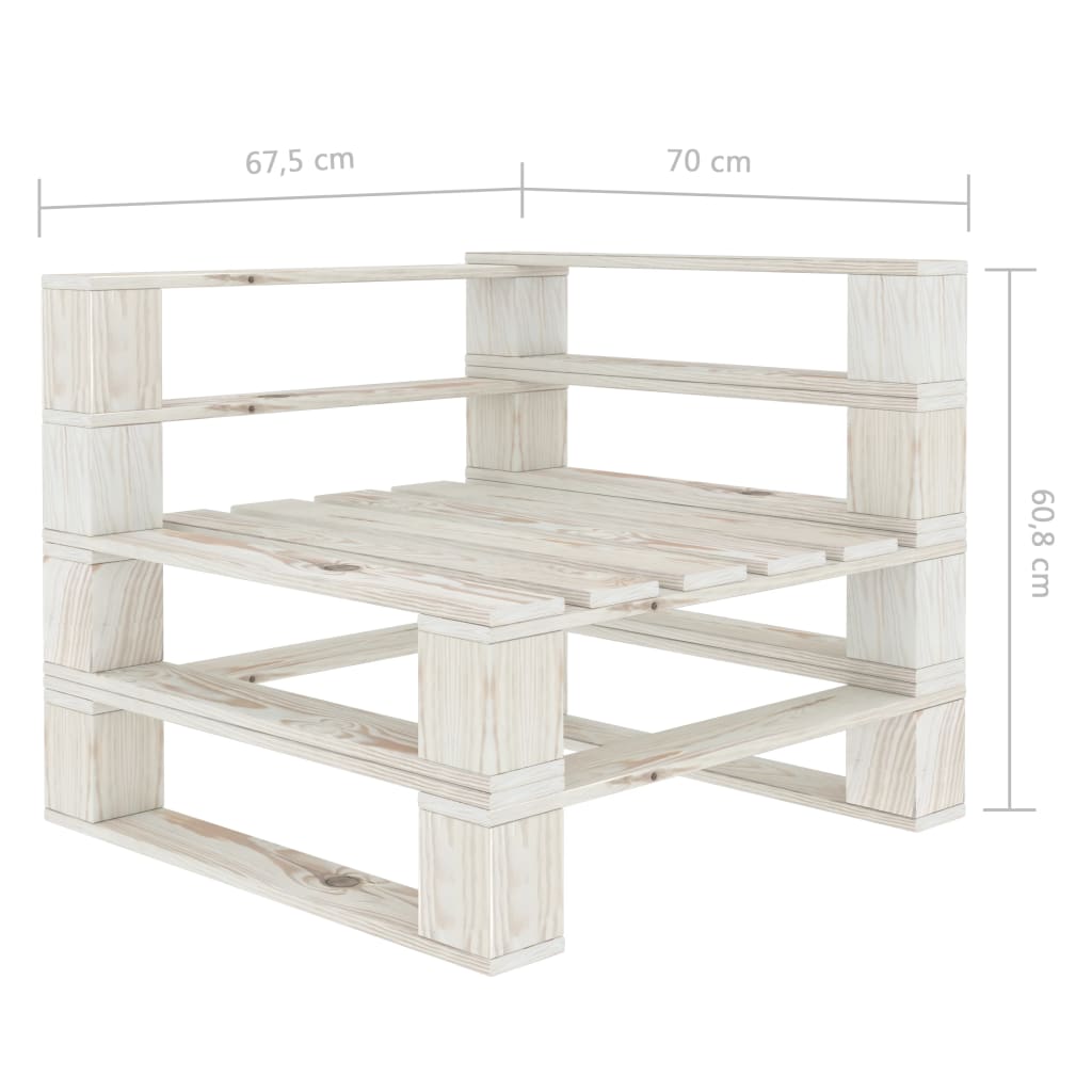 Divano Angolare da Giardino su Pallet in Legno Bianco 49333