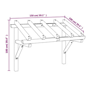 Tettoia per Porta d'Ingresso 150x100x100 cm in Legno di Pino 49452