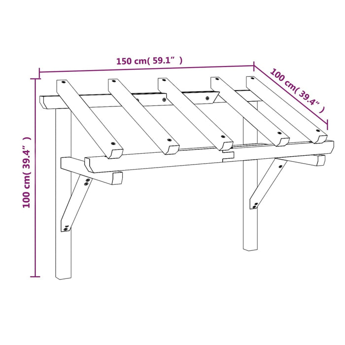 Tettoia per Porta d'Ingresso 150x100x100 cm in Legno di Pino 49452