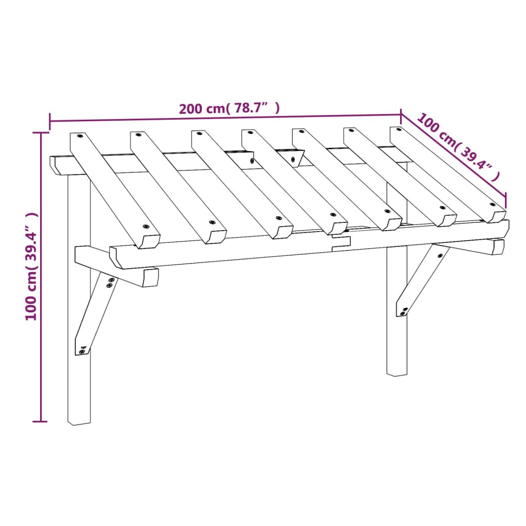 Tettoia per Porta d'Ingresso 200x100x100 cm in Legno di Pino