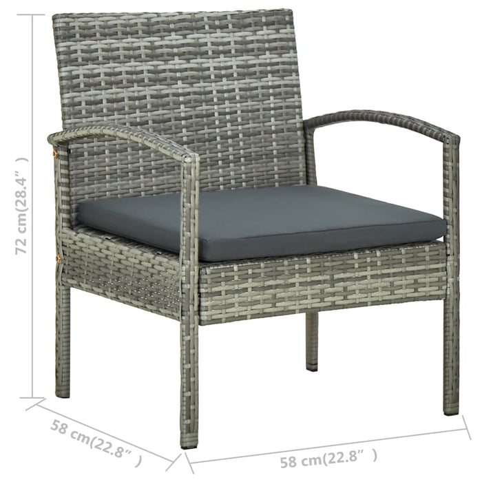 Set Divani da Giardino 4 pz con Cuscini in Polyrattan Grigio cod mxl 34629