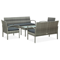 Set Divani da Giardino 5pz con Cuscini in Polyrattan Grigio 45790