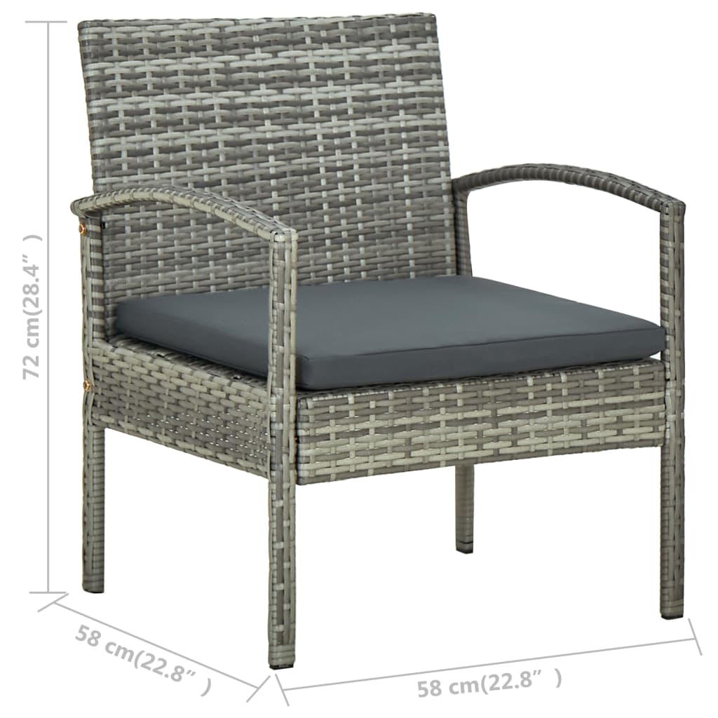 Set Divani da Giardino 5pz con Cuscini in Polyrattan Grigio 45790