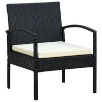 Sedia da Giardino con Cuscino in Polyrattan Nero cod mxl 18589