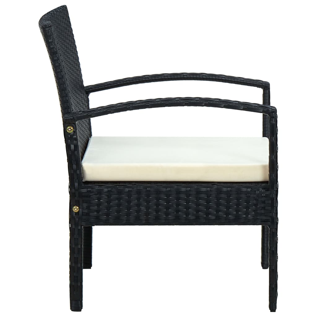 Sedia da Giardino con Cuscino in Polyrattan Nero cod mxl 18589