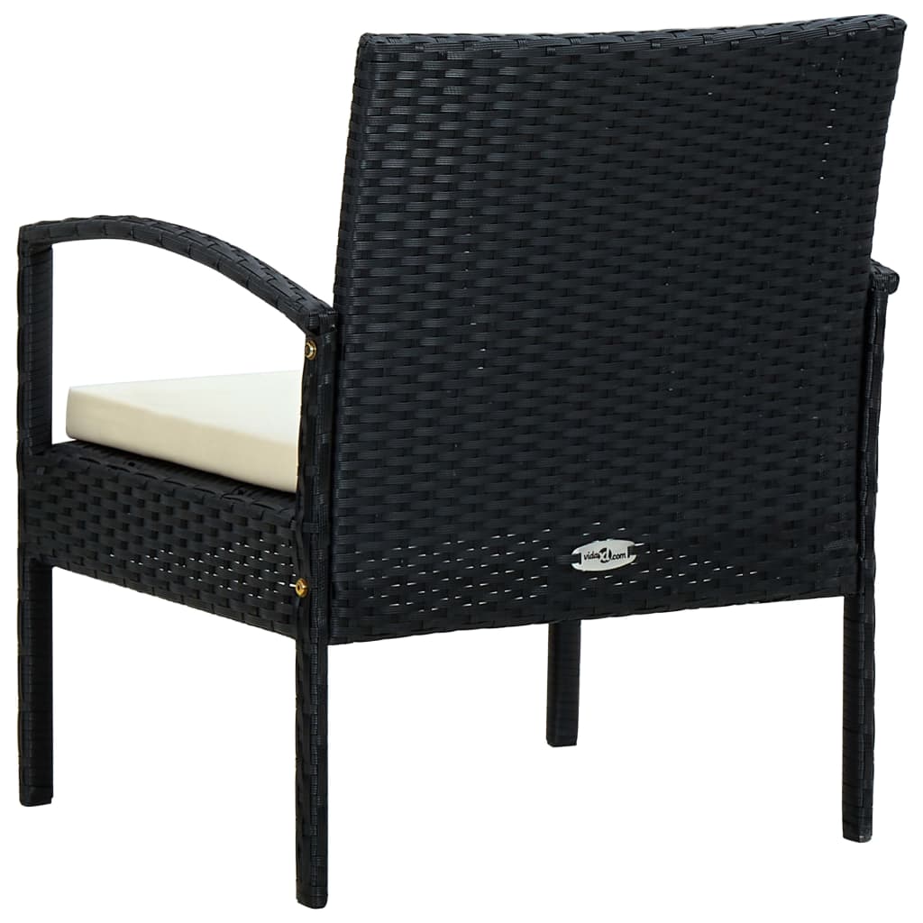 Sedia da Giardino con Cuscino in Polyrattan Nero cod mxl 18589