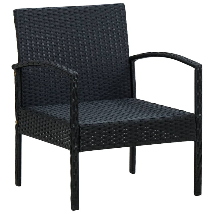 Sedia da Giardino con Cuscino in Polyrattan Nero cod mxl 18589