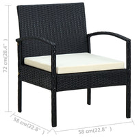 Sedia da Giardino con Cuscino in Polyrattan Nero cod mxl 18589