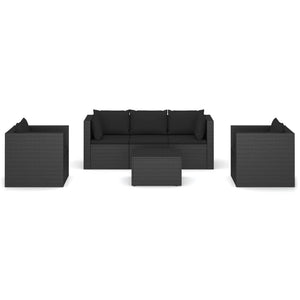 Set Divani da Giardino 4 pz con Cuscini in Polyrattan Nero 45826