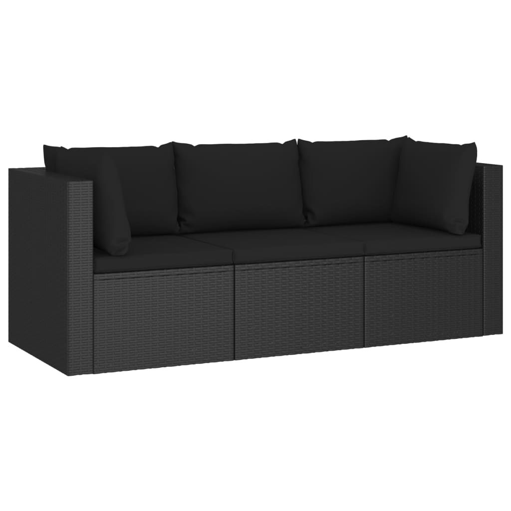 Set Divani da Giardino 4 pz con Cuscini in Polyrattan Nero 45826