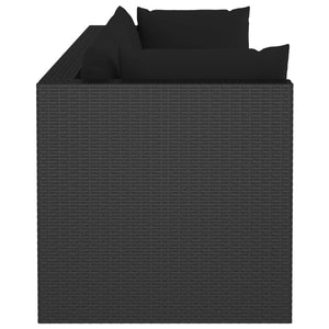 Set Divani da Giardino 4 pz con Cuscini in Polyrattan Nero 45826