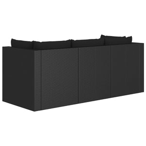 Set Divani da Giardino 4 pz con Cuscini in Polyrattan Nero 45826