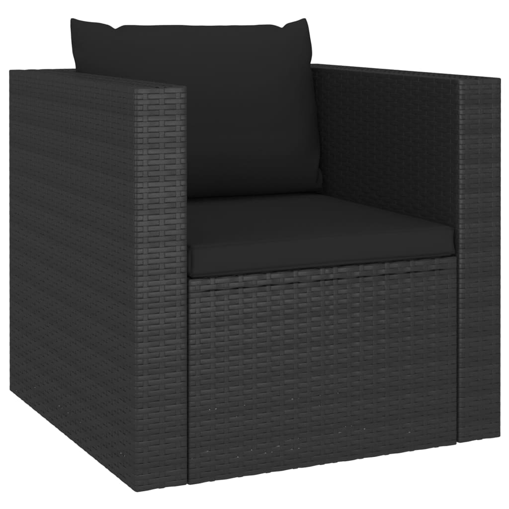 Set Divani da Giardino 4 pz con Cuscini in Polyrattan Nero 45826