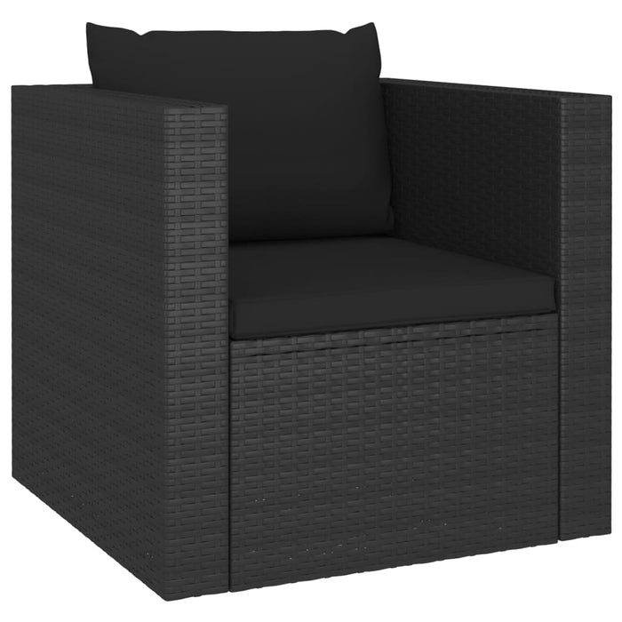 Set Divani da Giardino 4 pz con Cuscini in Polyrattan Nero 45826