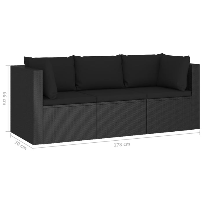 Set Divani da Giardino 4 pz con Cuscini in Polyrattan Nero 45826