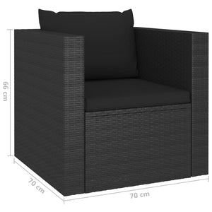 Set Divani da Giardino 4 pz con Cuscini in Polyrattan Nero 45826