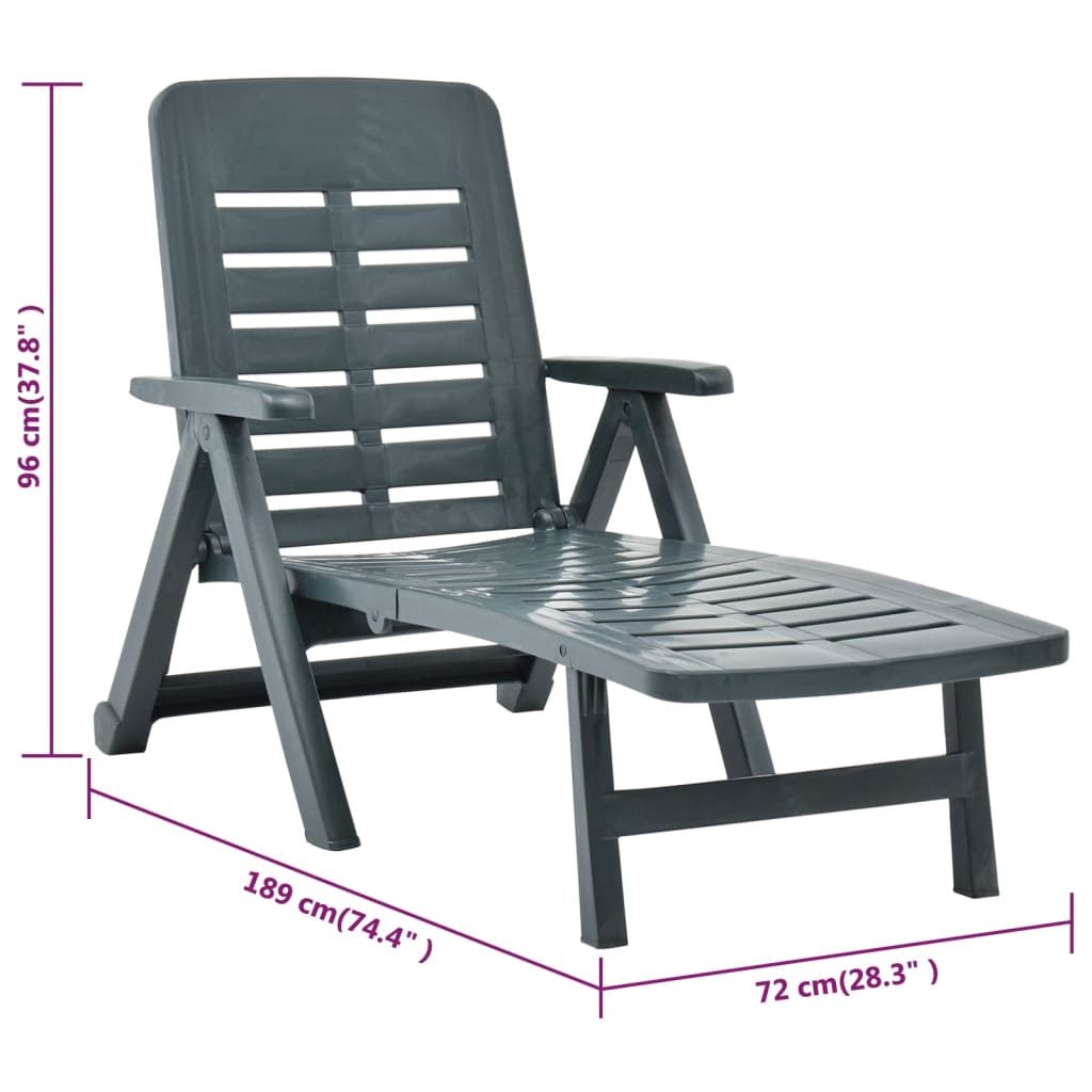 Lettino Prendisole Pieghevole in Plastica Verde 48755