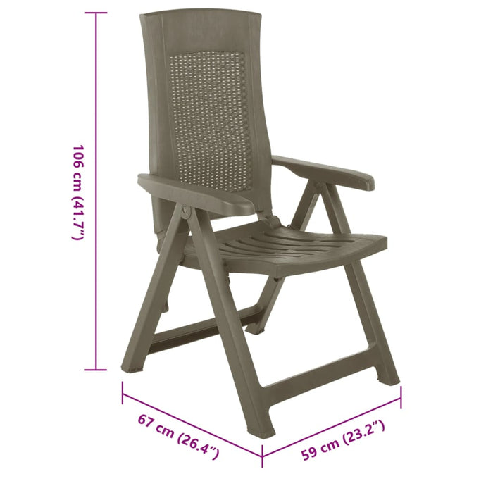 Sedie Reclinabili da Giardino 2 pz in Plastica Mocca