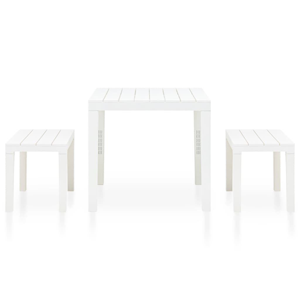 Tavolo da Giardino con 2 Panche in Plastica Bianco cod mxl 34570