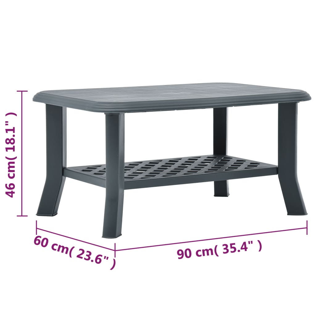 Tavolino da Caffè Verde 90x60x46 cm in Plastica cod mxl 8932