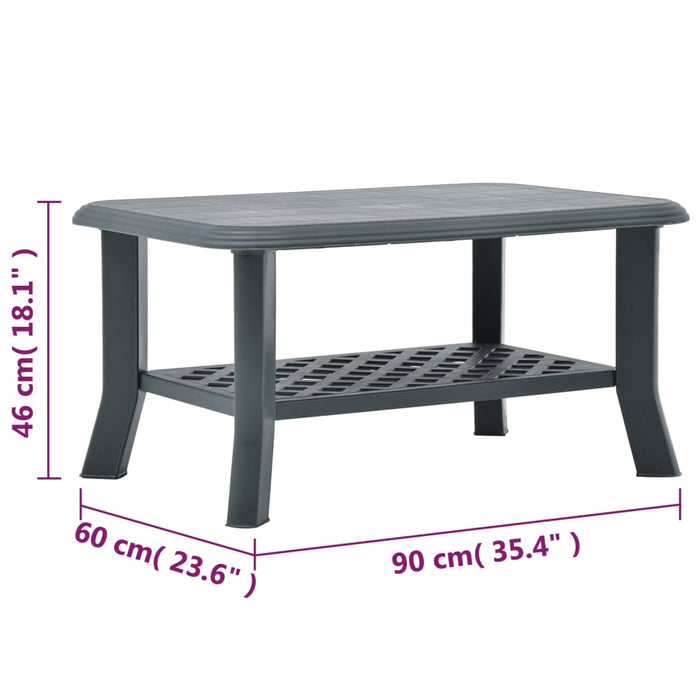 Tavolino da Salotto Verde 90x60x46 cm in Plastica 48794