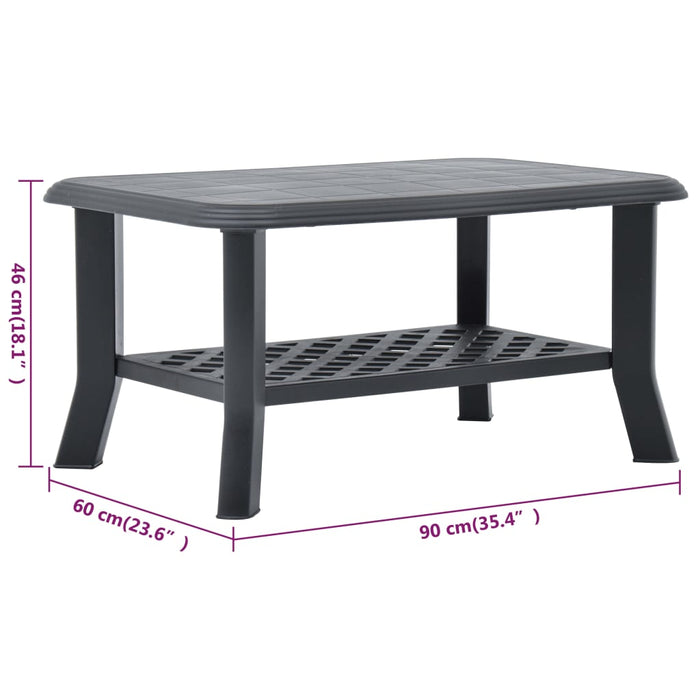 Tavolino da Caffè Antracite 90x60x46 cm in Plastica cod mxl 6239