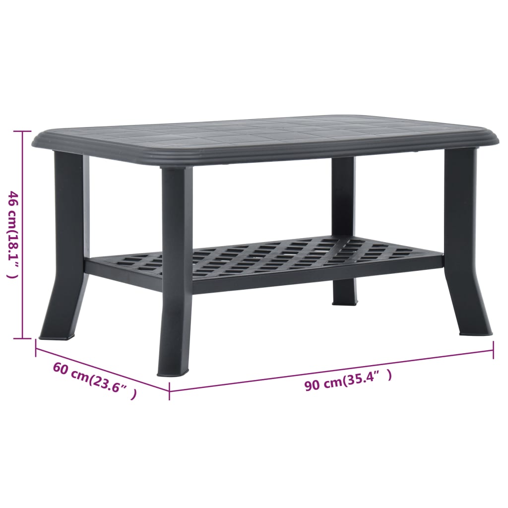 Tavolino da Caffè Antracite 90x60x46 cm in Plastica 48795