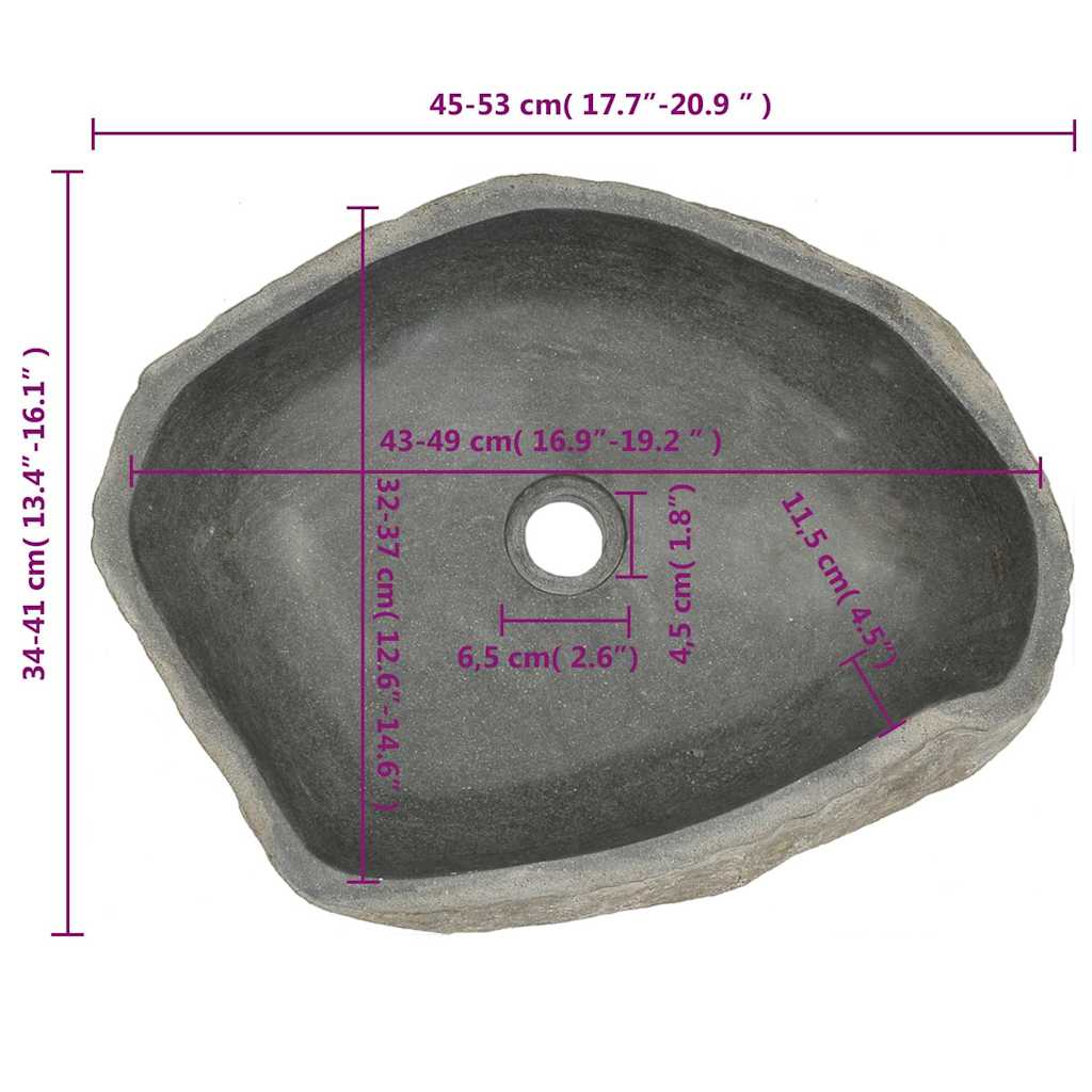 Lavandino in Pietra di Fiume Ovale (45-53)x(34-41) cm 146214