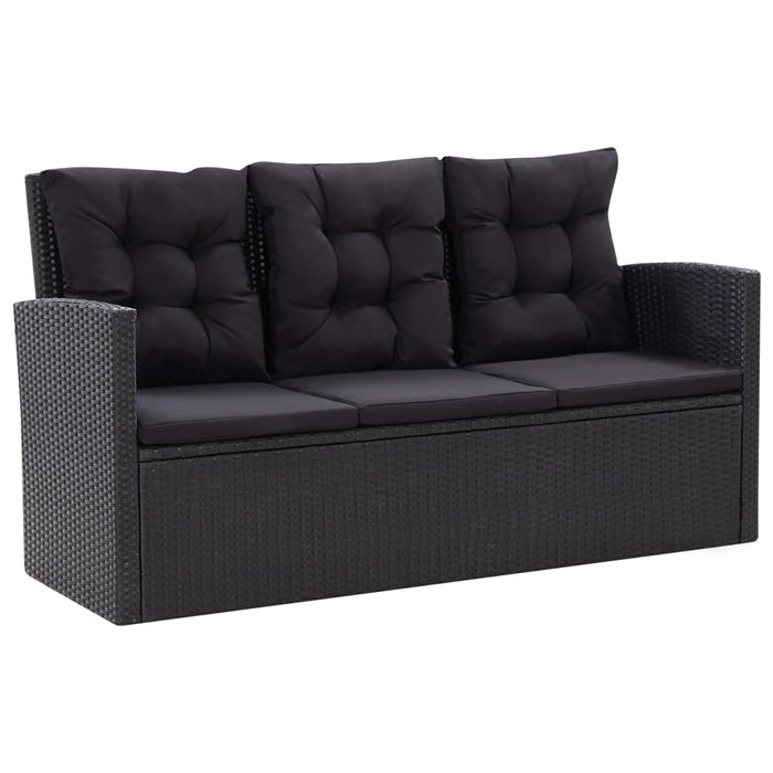 Set Divani da Giardino 6 pz con Cuscini in Polyrattan Nero 46094