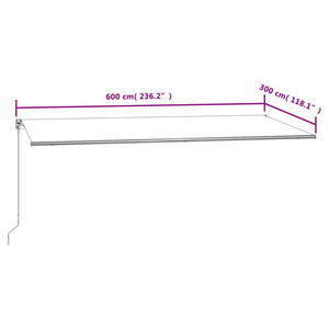 Tenda da Sole Retrattile Automatica 600x300 cm Crema cod mxl 52613