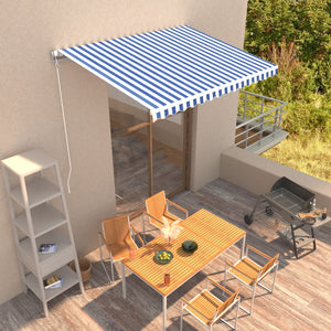 Tenda da Sole Retrattile Manuale 350x250 cm Blu e Bianca