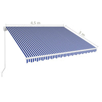 Tenda da Sole Retrattile Manuale 450x300 cm Blu e Bianca