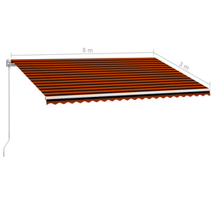 Tenda da Sole Retrattile Manuale 500x300 cm Arancione e Marrone cod mxl 68346