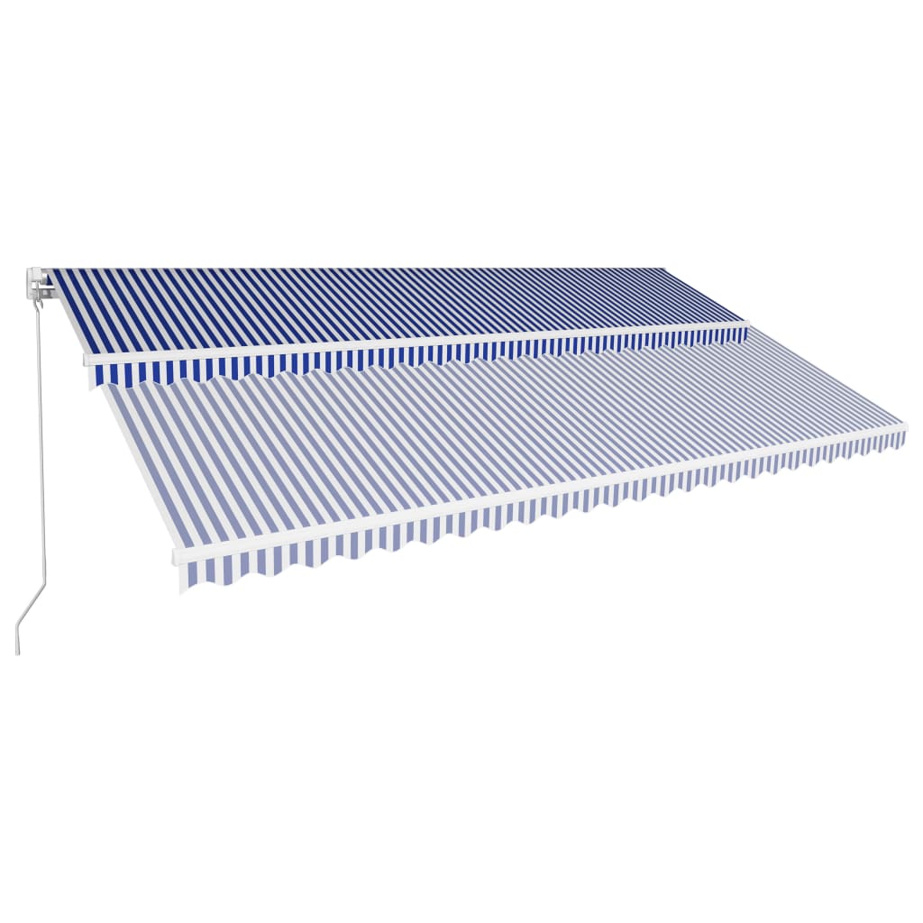 Tenda da Sole Retrattile Manuale 600x300 cm Blu e Bianca cod mxl 43638