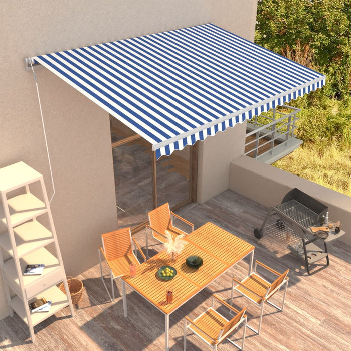 Tenda da Sole Retrattile Automatica 450x300 cm Blu e Bianca cod mxl 35013