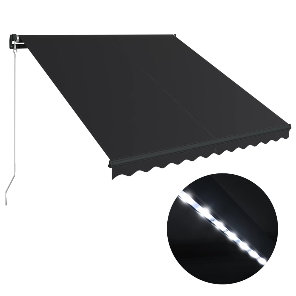 Tenda da Sole Retrattile Manuale con LED 300x250 cm Antracite cod mxl 51558