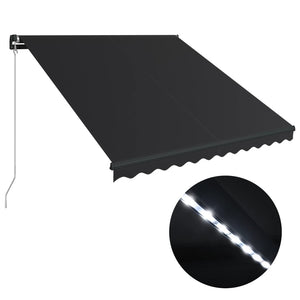 Tenda da Sole Retrattile Manuale con LED 350x250 cm Antracite cod mxl 51577