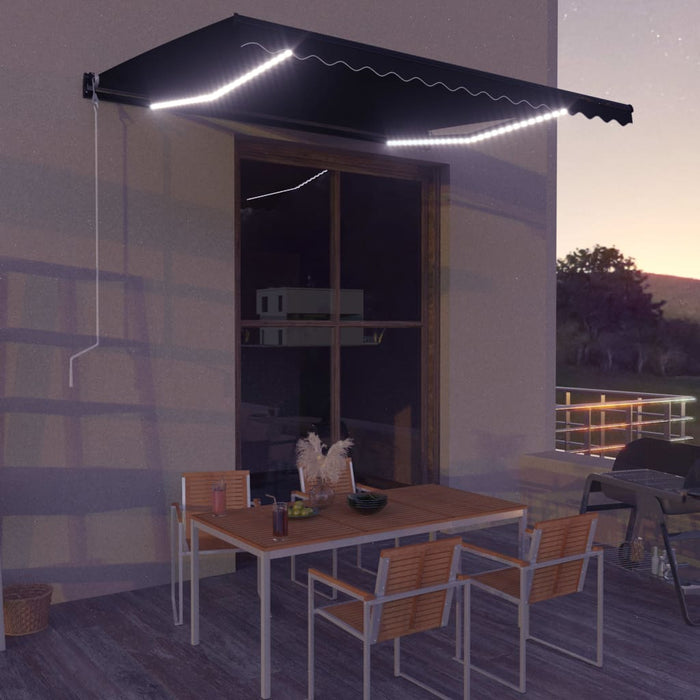 Tenda da Sole Retrattile Manuale con LED 400x300 cm Antracite cod mxl 62019